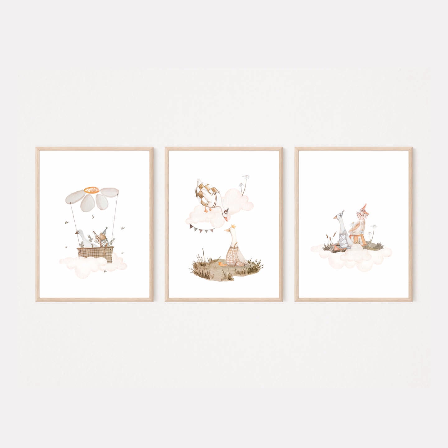 Papere per cameretta | Set di 3 stampe | Decorazione per cameretta bimbi - Peekaboo