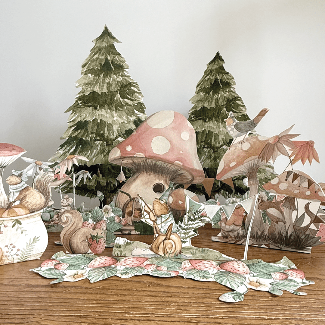 Woodland Printables disegnati a mano - Teo e le fragole - Peekaboo