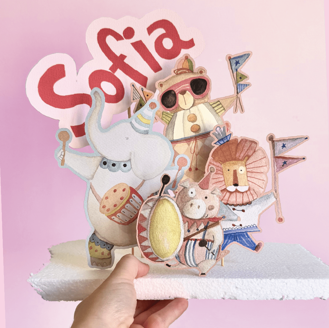 Cake Topper Personalizzato – Tema parata degli animali - Peekaboo