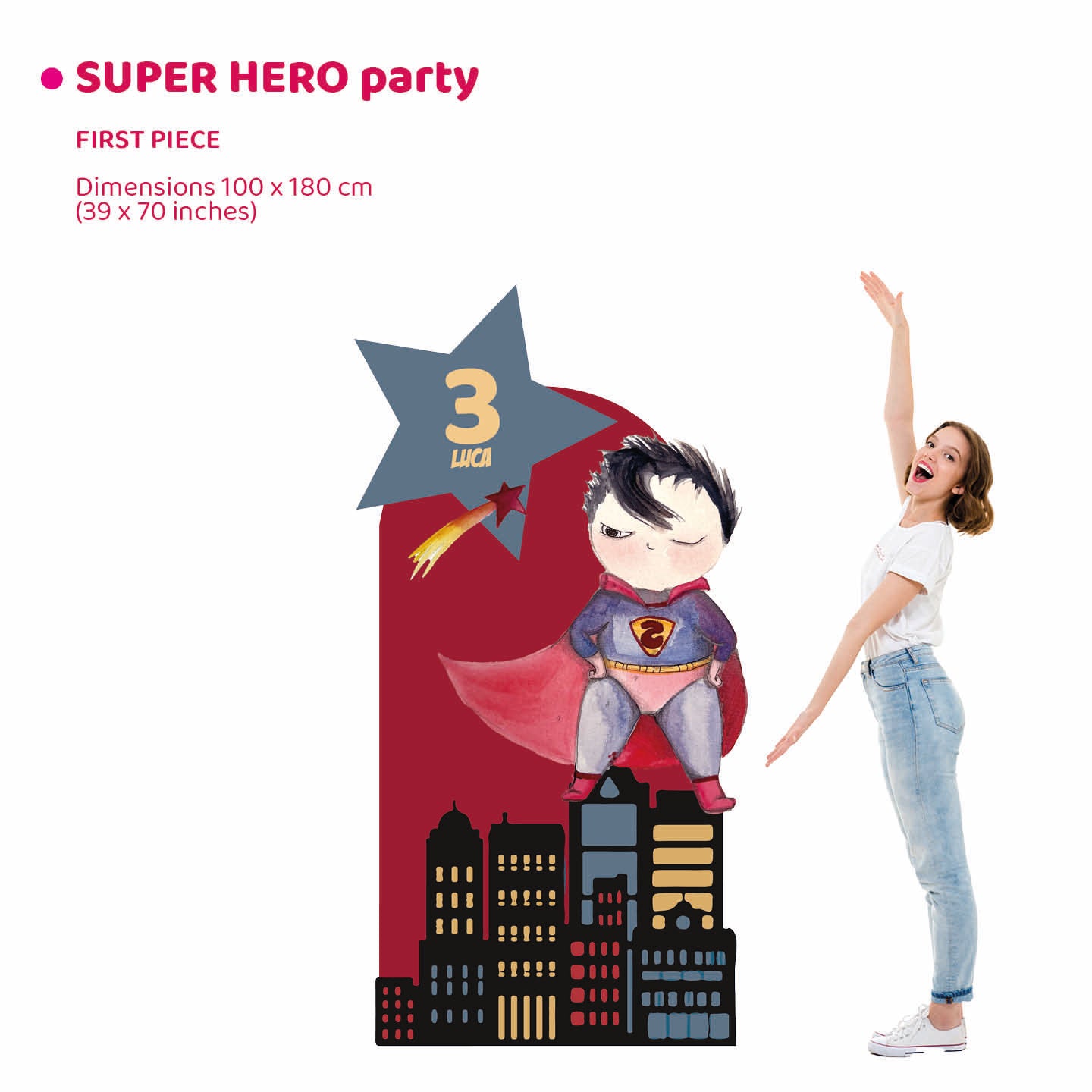 SUPER HERO PARTY doppio da terra | Fondale per festa compleanno - Peekaboo