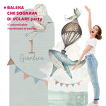 LA BALENA CHE SOGNAVA DI VOLARE PARTY doppio da terra | Decorazione festa di compleanno | Sfondi per compleanno - Peekaboo