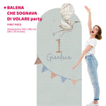 LA BALENA CHE SOGNAVA DI VOLARE PARTY doppio da terra | Decorazione festa di compleanno | Sfondi per compleanno - Peekaboo