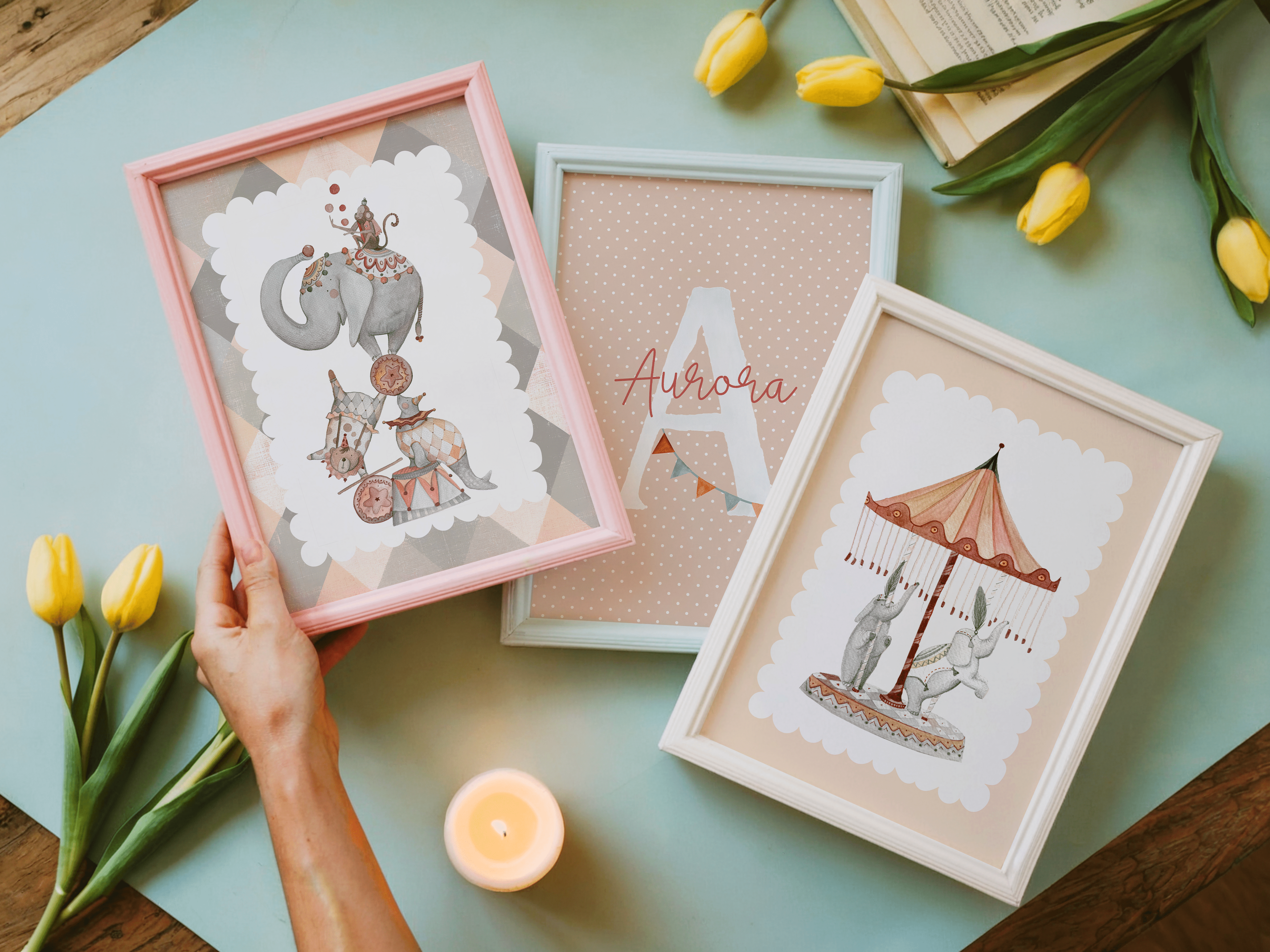 partyPIK_stampe per cameretta | Set di 3 stampe | Decorazione per cameretta bimbi |circo - Peekaboo