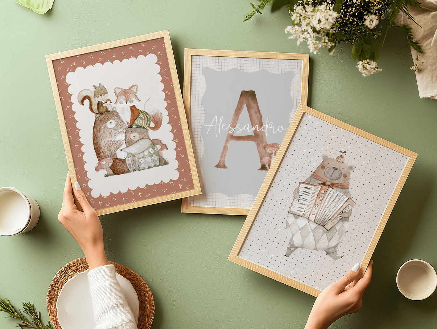 partyPIK_stampe per cameretta | Set di 3 stampe | Decorazione per cameretta bimbi | woodland party - Peekaboo
