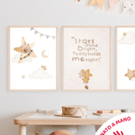 stampe per cameretta | Set di 3 stampe | Decorazione per cameretta bimbi | teddy bear| bear - Peekaboo