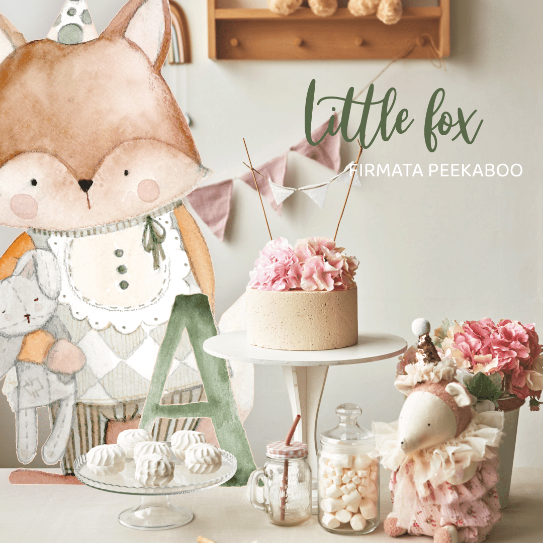 Little Fox da appoggio | Decori per compleanno o Battesimo - Peekaboo